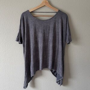 MOD Mineral Wash Open Back Twist Top Dolman Sleeve Boho Gray Size Small S